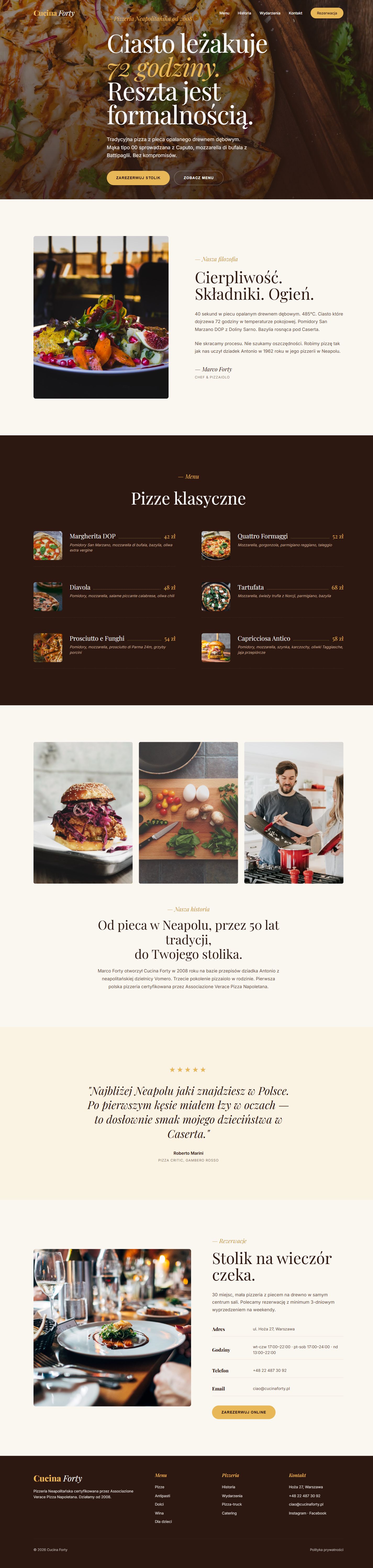 Cucina Forty — pełny widok strony