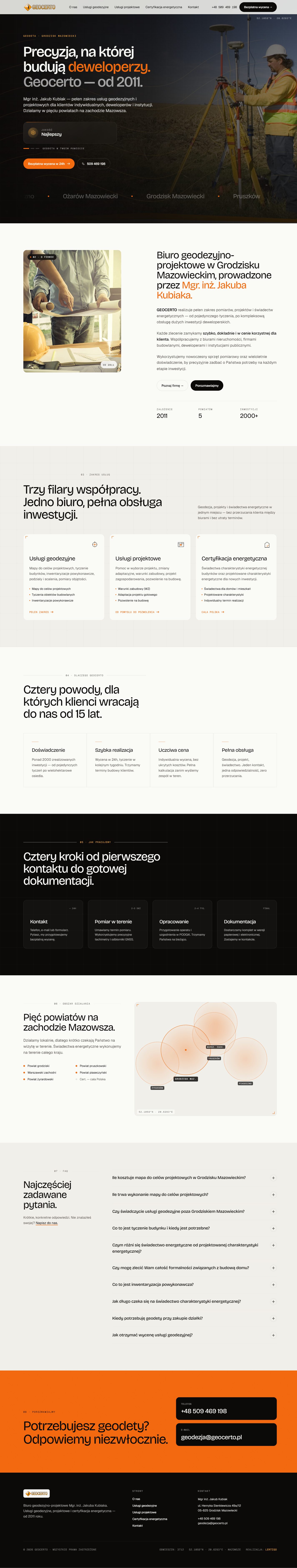 Geocerto - pełny widok strony